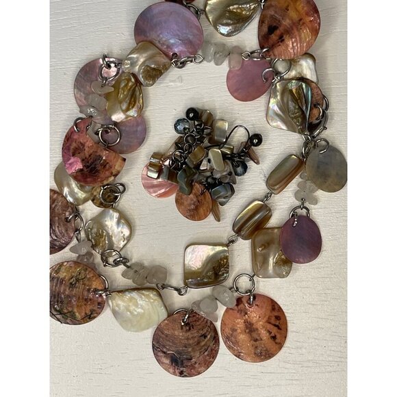 Handcrafted Shell Necklace & Earrings Set - Picture 1 of 12